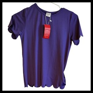 NWT Noomelfish Purple Scalloped Hem Short Sleeve T Shirt Kids Size Large
